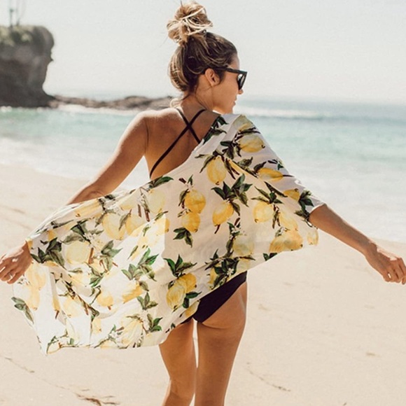 Lemon Print Size S-M Beach Coverup - Picture 2 of 10